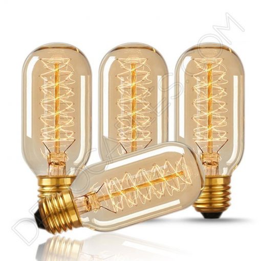 Bombilla Edison tubular corta rayada