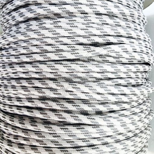Cable eléctrico de tela blanco y gris plata