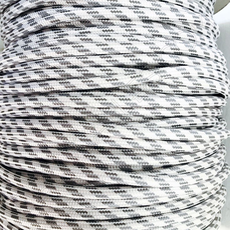 Cable eléctrico de tela blanco y gris plata Cable eléctrico de tela blanco y gris plata