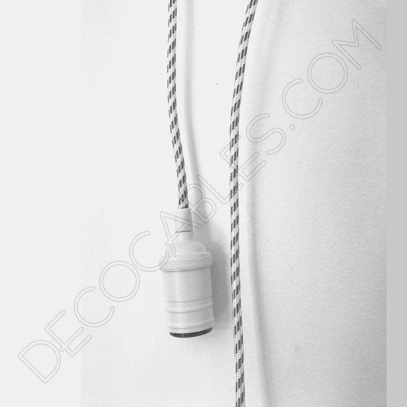 Cable eléctrico de tela blanco y gris plata Cable eléctrico de tela blanco y gris plata