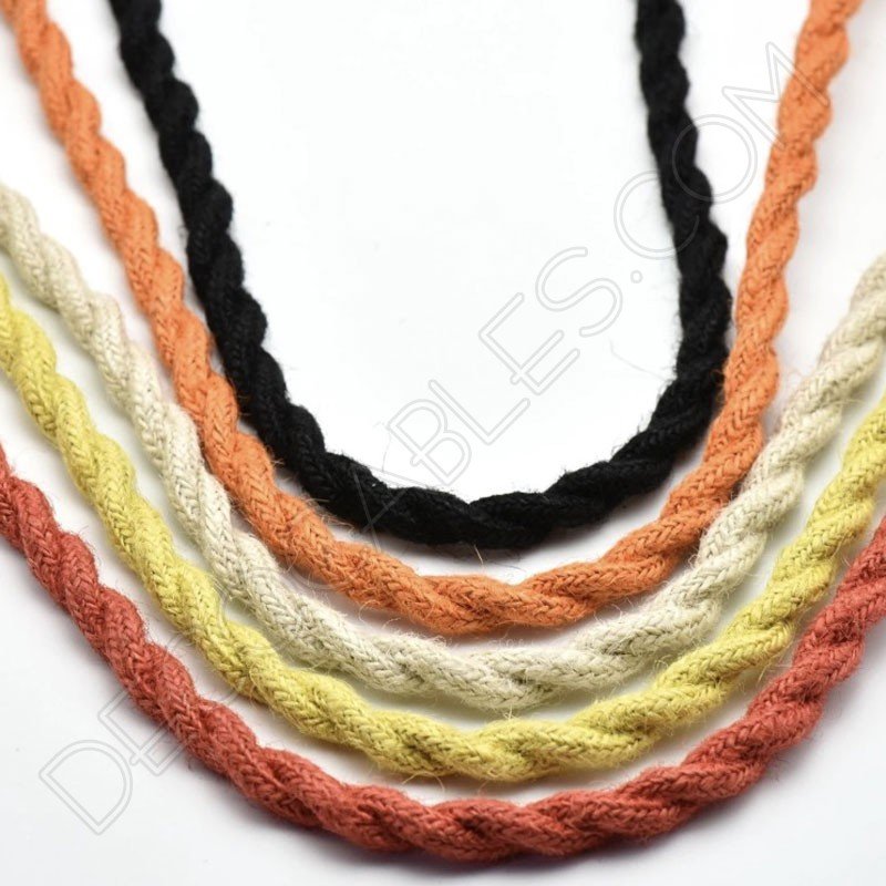 Cable eléctrico trenzado de cuerda de cáñamo varios colores Cable eléctrico trenzado de cuerda de cáñamo varios colores