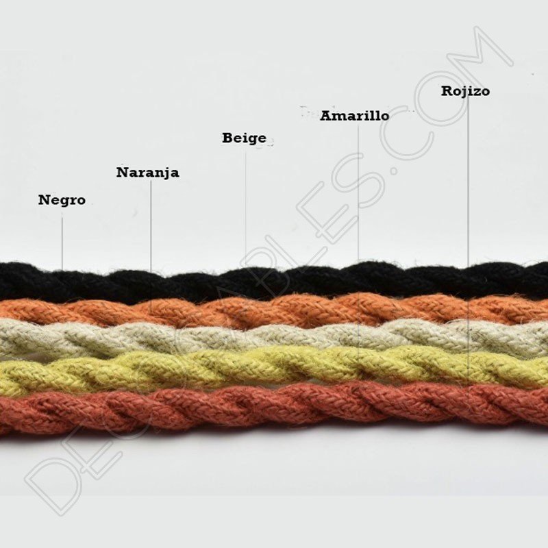Cable eléctrico trenzado de cuerda de cáñamo varios colores Cable eléctrico trenzado de cuerda de cáñamo varios colores