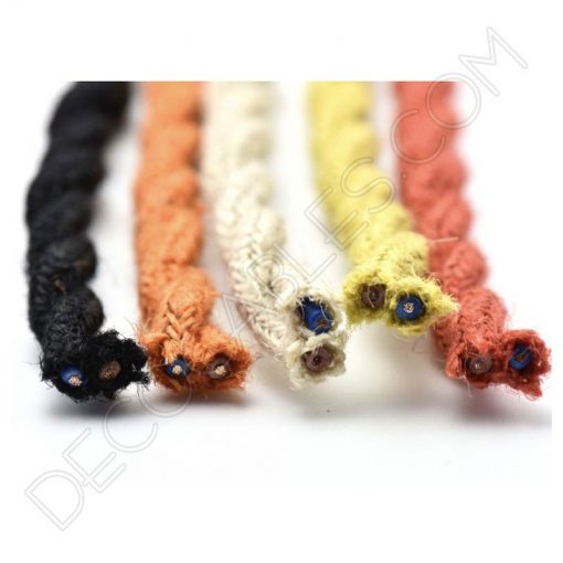 Cable eléctrico trenzado de cuerda de cáñamo varios colores