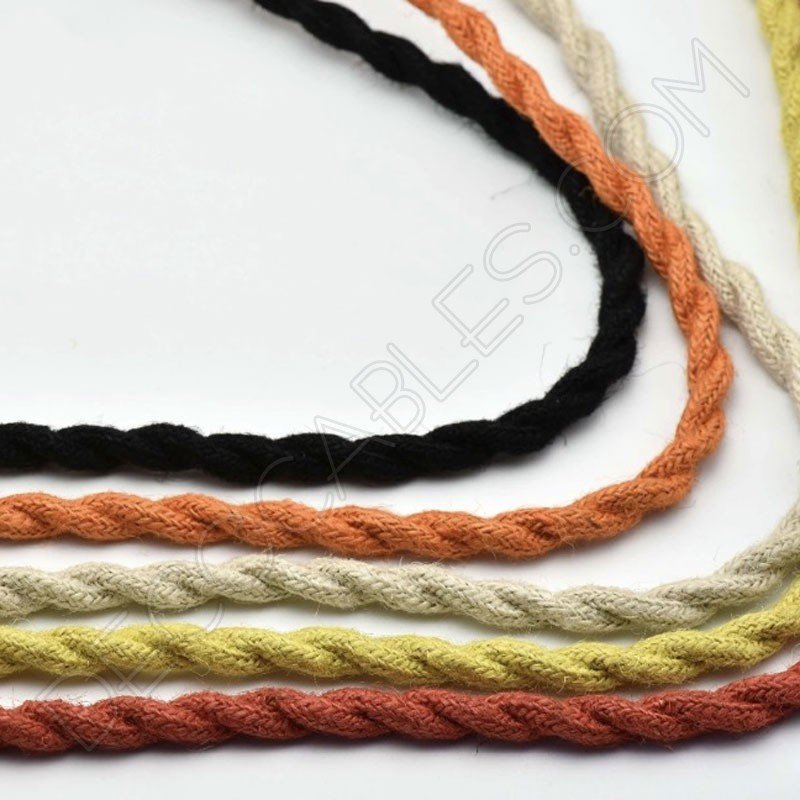Cable eléctrico trenzado de cuerda de cáñamo varios colores Cable eléctrico trenzado de cuerda de cáñamo varios colores