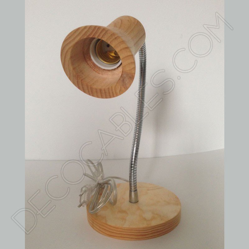 Flexo de escritorio de madera brazo articulado cromado Flexo de escritorio de madera brazo articulado cromado