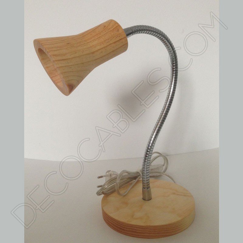 Flexo de escritorio de madera brazo articulado cromado Flexo de escritorio de madera brazo articulado cromado