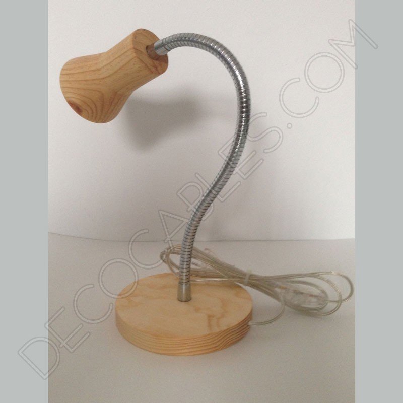 Flexo de escritorio de madera brazo articulado cromado Flexo de escritorio de madera brazo articulado cromado