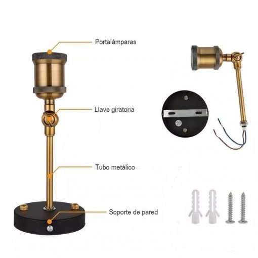 Lámpara Aplique de pared Vintage un brazo 12 Lámpara Aplique de pared un brazo Vintage