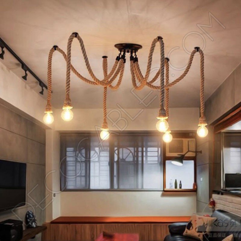 Lámpara araña de cuerda de 6 brazos Lámpara araña de cuerda de 6 brazos