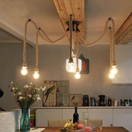 Lámpara araña de cuerda de 6 brazos