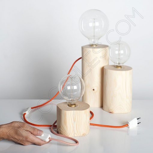 Base lámpara cilíndrica de madera