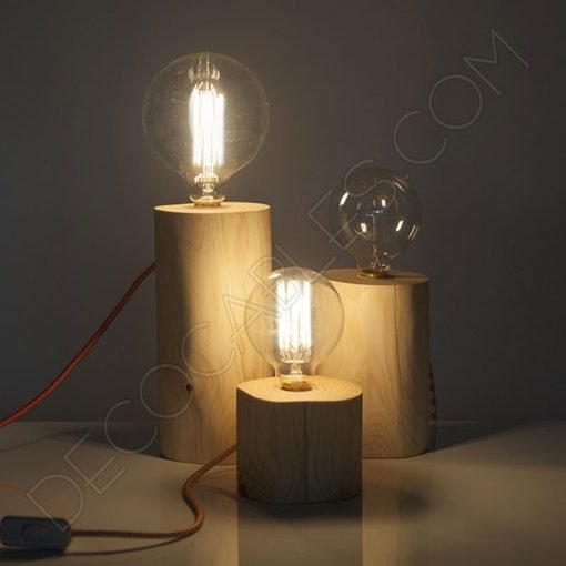 Lámparas de mesa de madera cilíndricas 2 Base lámpara cilíndrica de madera