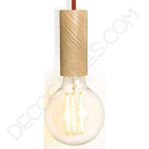 Portalámparas de madera cilindro largo