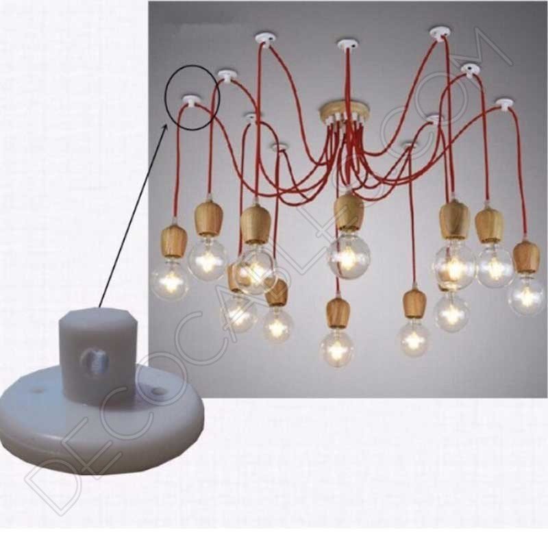 Lámpara colgante araña de madera color rojo Lámpara colgante araña de madera color rojo