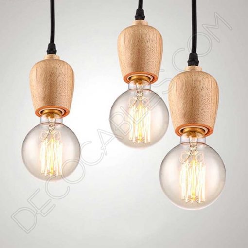 Lámpara araña con portalámparas de madera 5 Lámpara colgante araña de madera color negro