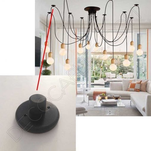 Lámpara araña con portalámparas de madera 13 Lámpara colgante araña de madera color negro