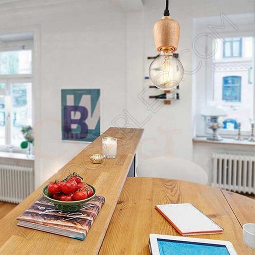 Lámpara araña con portalámparas de madera 10 Lámpara colgante araña de madera color negro