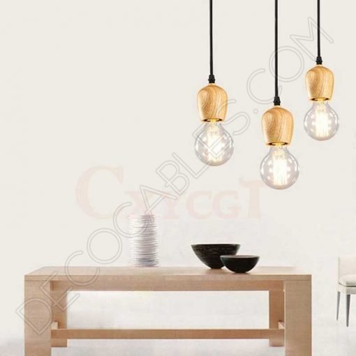 Lámpara araña con portalámparas de madera 9 Lámpara colgante araña de madera color negro