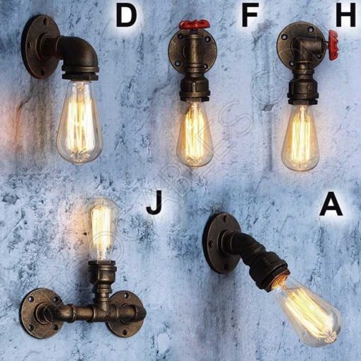 Lámpara de Tubería curvada estilo Industrial 5 Lámpara aplique de pared modelo tubería curvada