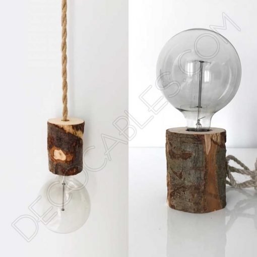 Portalámparas tronco de madera 4 Lámpara colgante corteza de árbol