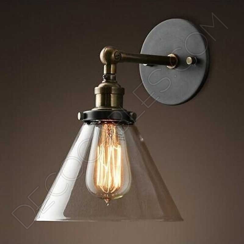 Lámpara aplique de pared tulipa de cristal estilo vintage Lámpara aplique de pared tulipa de cristal estilo vintage