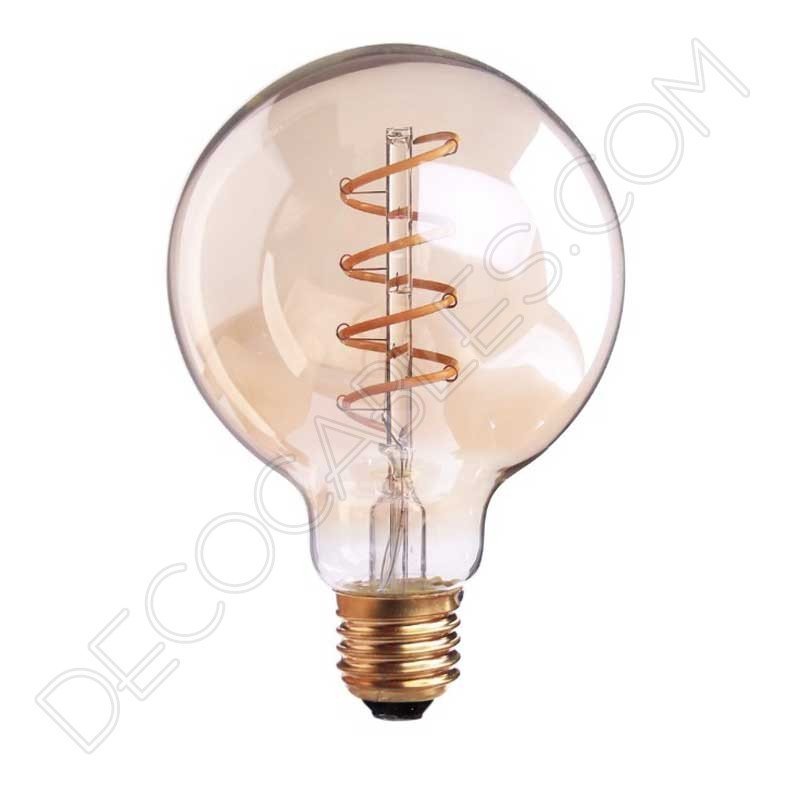 Bombilla globo filamento led espiral ámbar 4 vatios Bombilla globo filamento led espiral ámbar 4 vatios