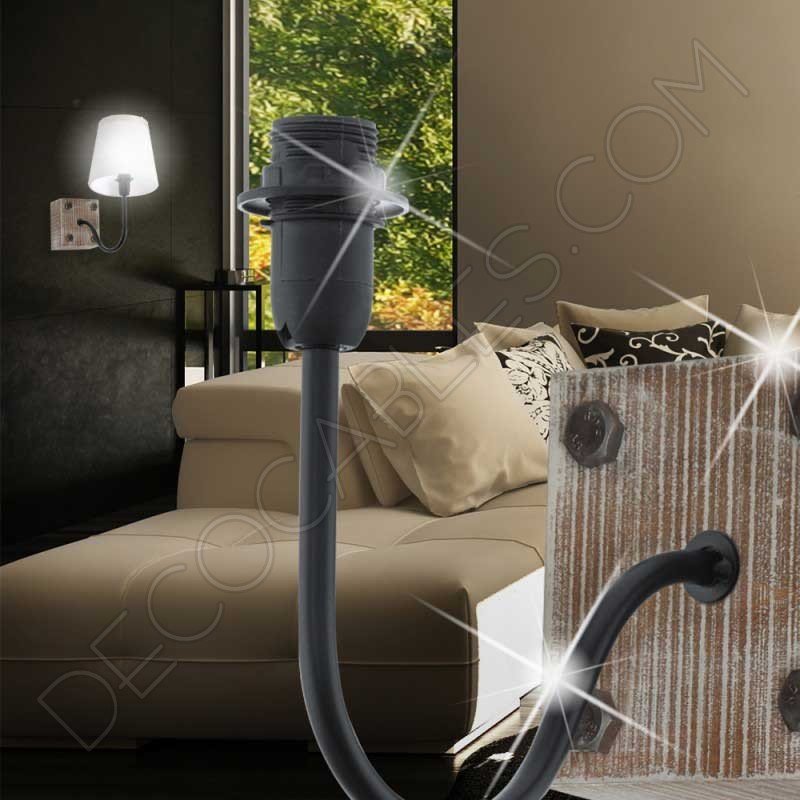 Lámpara aplique de pared madera y metal vintage Lámpara aplique de pared madera y metal vintage