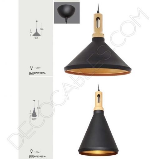 Lámpara colgante modelo Germano 4 Lámpara colgante serie germano negro y oro