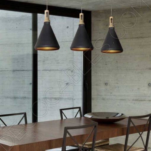 Lámpara colgante modelo Germano 3 Lámpara colgante serie germano negro y oro