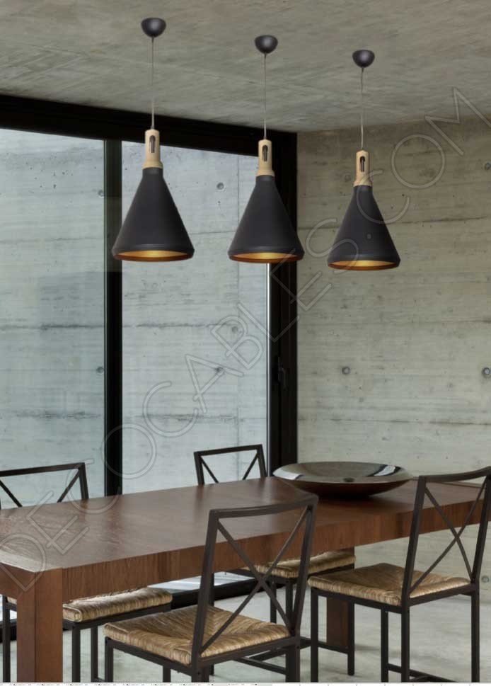 Lámpara colgante serie germano negro y oro Lámpara colgante serie germano negro y oro