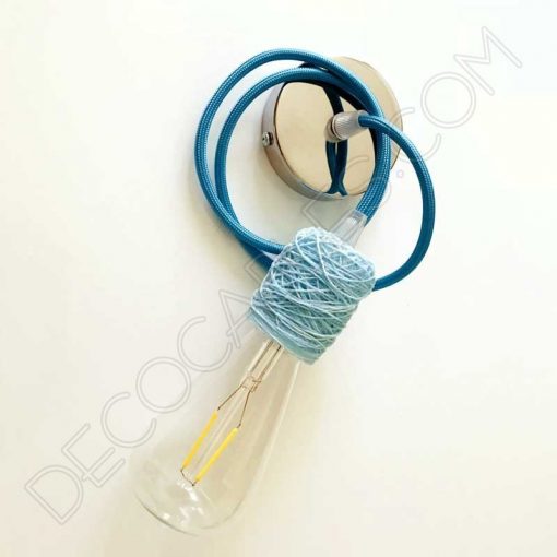 Cubre portalámparas textil 20 Lámpara colgante con portalámparas textil de algodón en azul