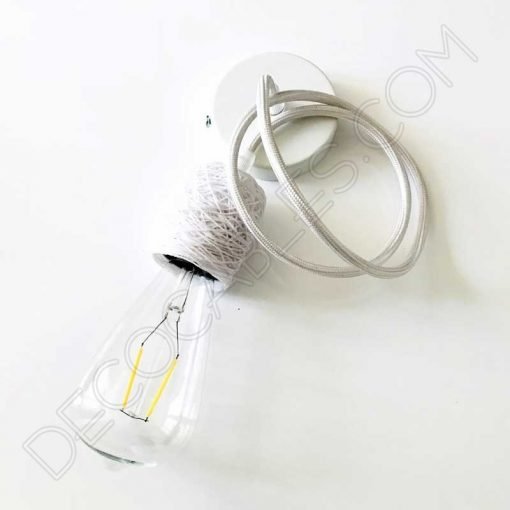 Cubre portalámparas textil 19 Lámpara colgante con portalámparas textil de algodón en blanco