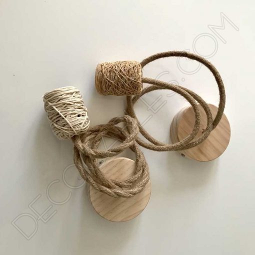 Cubre portalámparas textil 18 Lámpara colgante con portalámparas textil de algodón en cáñamo claro