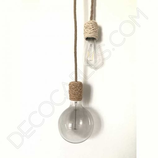 Cubre portalámparas textil 8 Lámpara colgante con portalámparas textil de algodón en cáñamo claro