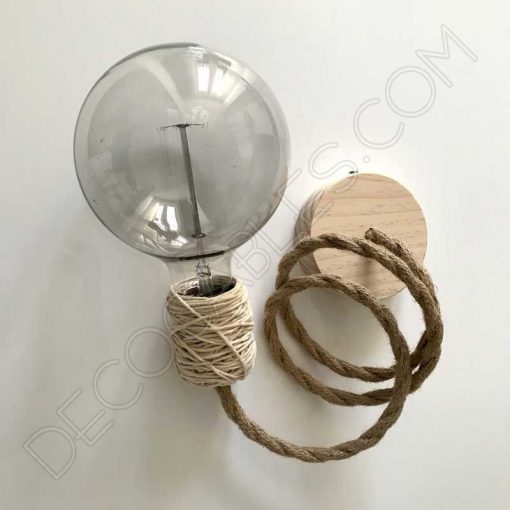 Cubre portalámparas textil 17 Lámpara colgante con portalámparas textil de algodón en cáñamo claro