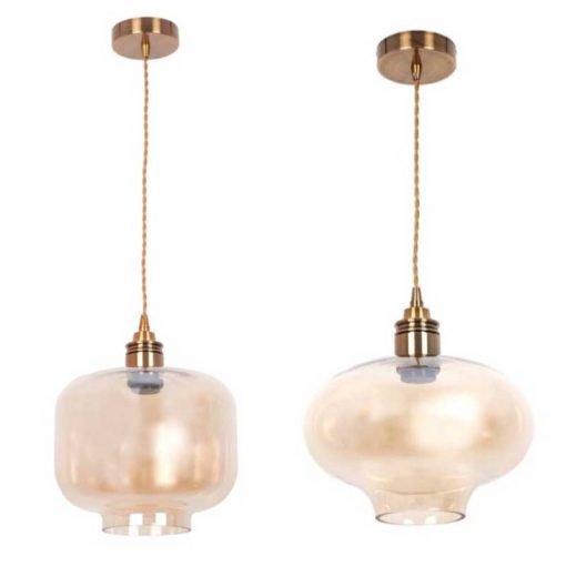 Lámpara colgante tulipa cristal ámbar modelo muriel