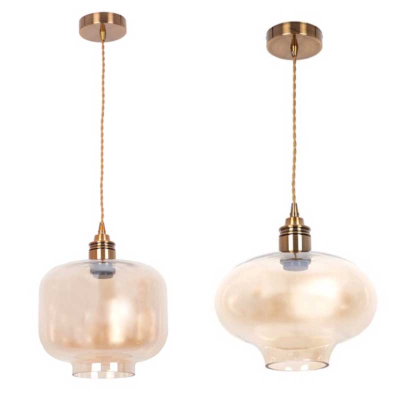 Lámpara colgante tulipa cristal ámbar modelo muriel Lámpara colgante tulipa cristal ámbar modelo muriel