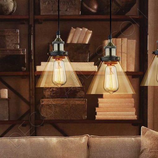 Lámpara colgante con tulipa de cristal estilo vintage