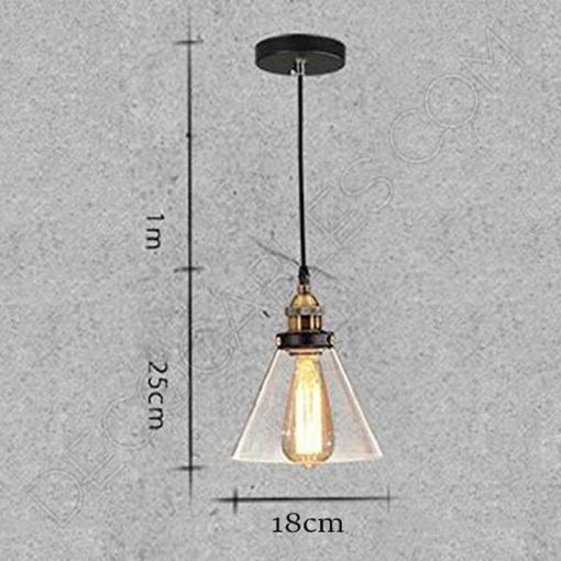 Lámpara colgante con tulipa de cristal estilo vintage