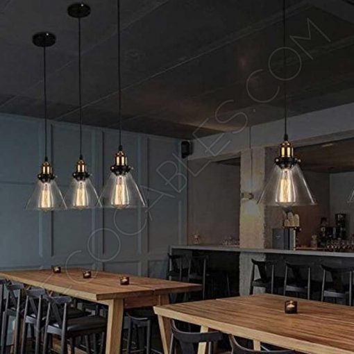 Lámpara colgante con tulipa de cristal estilo vintage