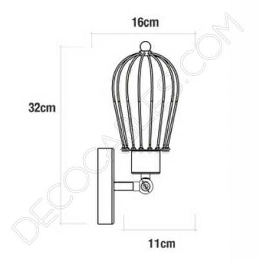 Lámpara Aplique de pared Vintage con Jaula 7 Lámpara aplique de pared Vintage negro mate con jaula