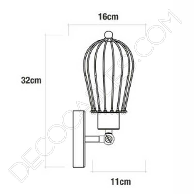 Lámpara aplique de pared Vintage negro mate con jaula Lámpara aplique de pared Vintage negro mate con jaula