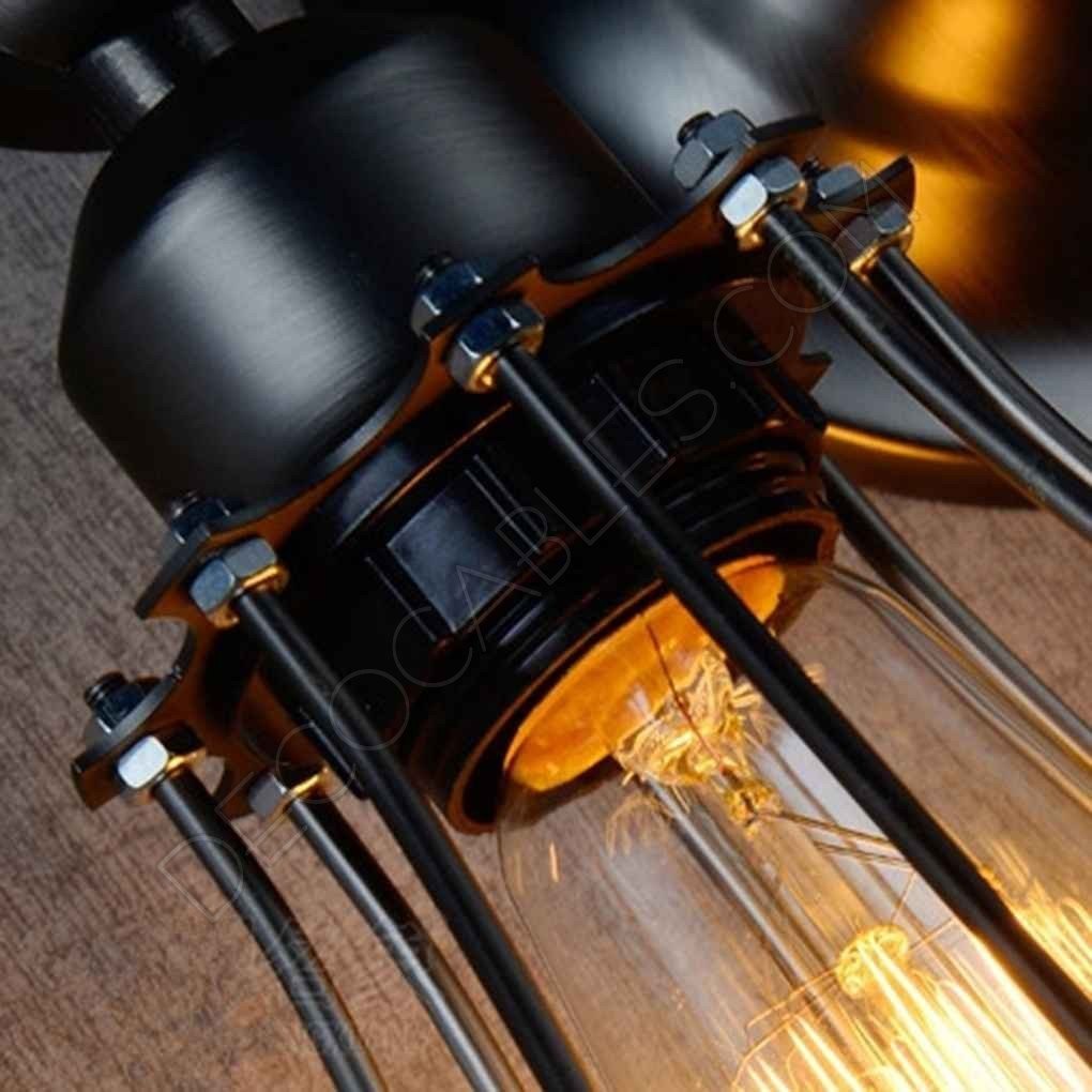 Lámpara aplique de pared Vintage negro mate con jaula Lámpara aplique de pared Vintage negro mate con jaula