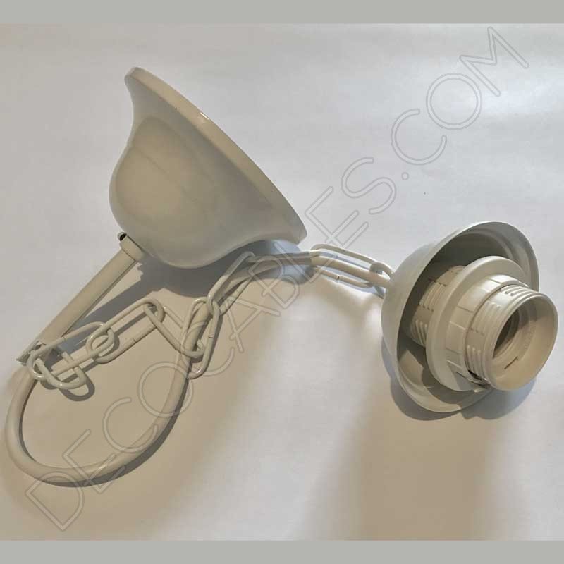 Conjunto florón cadena y portalámparas blanco Conjunto florón cadena y portalámparas blanco