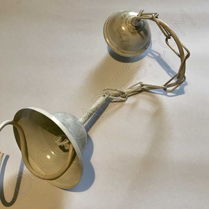 Conjunto florón cadena y portalámparas blanco envejecido Conjunto florón cadena y portalámparas blanco envejecido