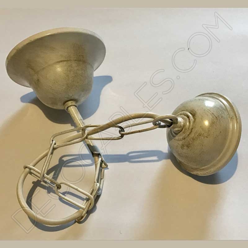Conjunto florón cadena y portalámparas blanco envejecido Conjunto florón cadena y portalámparas blanco envejecido