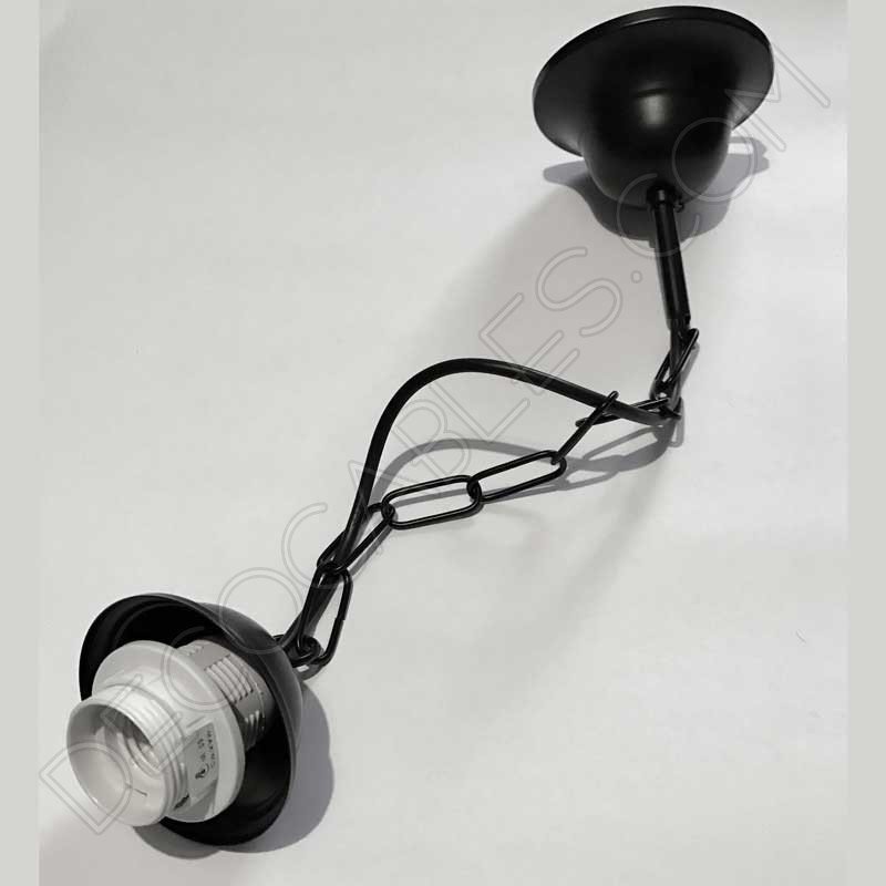 Conjunto florón cadena y portalámparas negro Conjunto florón cadena y portalámparas negro