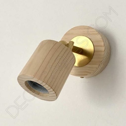 Foco articulado de pared en latón y madera