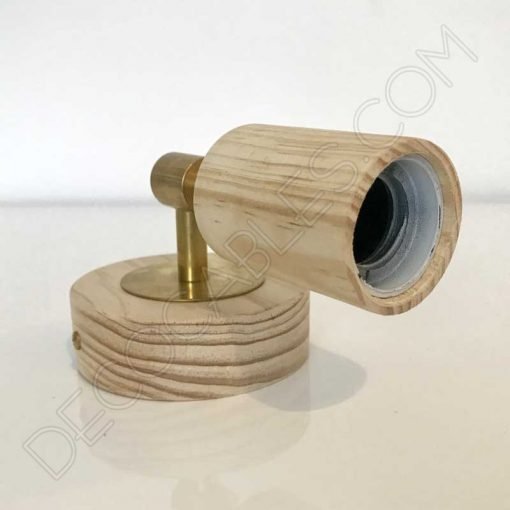 Foco de madera con brazo fijo simple8 4 Foco aplique de pared en latón y madera