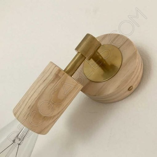 Foco de madera con brazo fijo simple8 2 Foco aplique de pared en latón y madera